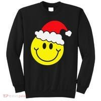 Yellow Smile Face Christmas Santa Hat Smiling Face Sweatshirt thumb 0