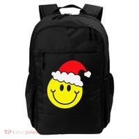 Yellow Smile Face Christmas Santa Hat Smiling Face Backpack thumb 0