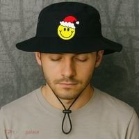 Yellow Smile Face Christmas Santa Hat Smiling Face Bucket Hat thumb 2