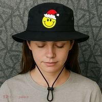 Yellow Smile Face Christmas Santa Hat Smiling Face Bucket Hat thumb 3