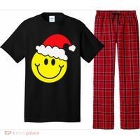 Yellow Smile Face Christmas Santa Hat Smiling Face Pajama Set thumb 0