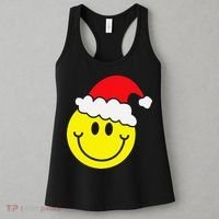 Yellow Smile Face Christmas Santa Hat Smiling Face Women's Tank Top thumb 3