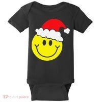 Yellow Smile Face Christmas Santa Hat Smiling Face Baby Bodysuit thumb 0