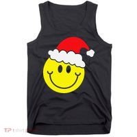 Yellow Smile Face Christmas Santa Hat Smiling Face Tank Top thumb 0