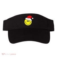 Yellow Smile Face Christmas Santa Hat Smiling Face Visor thumb 0