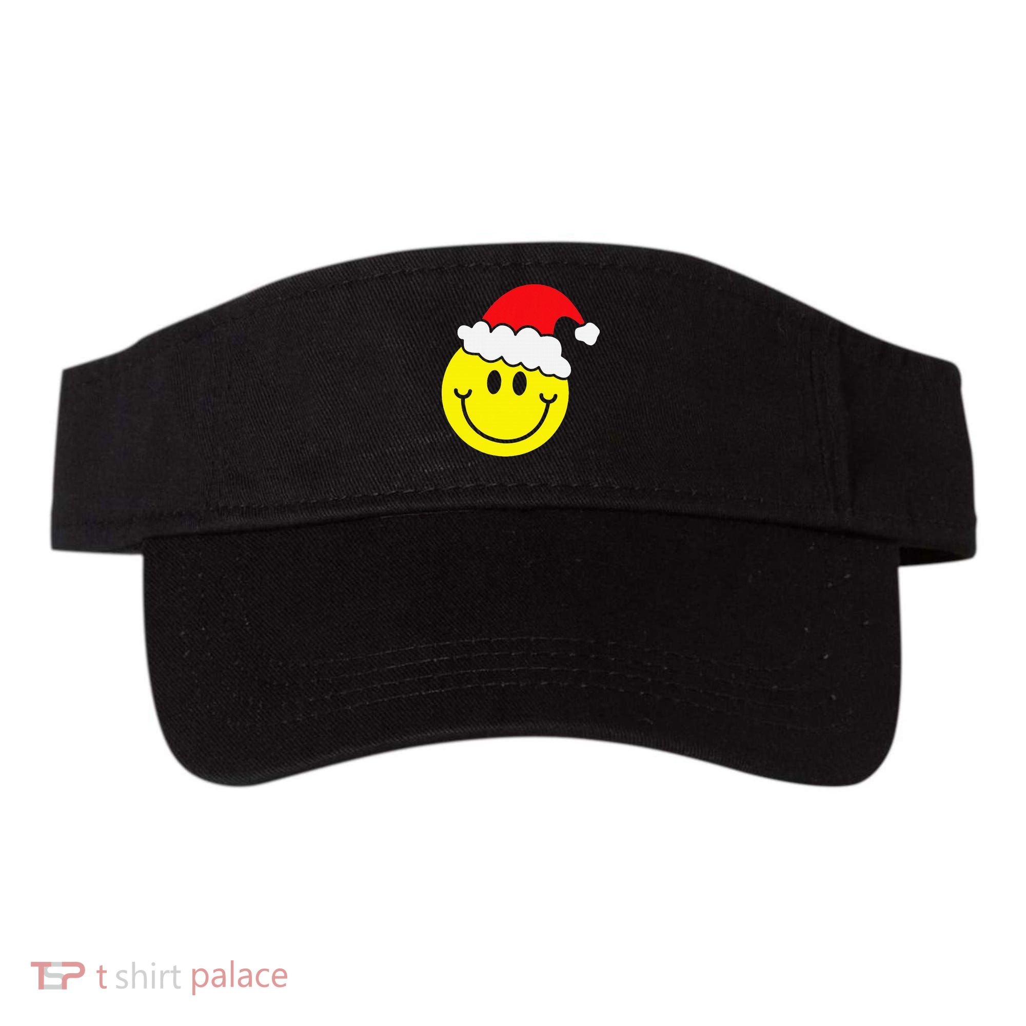 Yellow Smile Face Christmas Santa Hat Smiling Face Visor