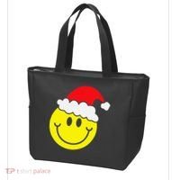 Yellow Smile Face Christmas Santa Hat Smiling Face Tote Bag thumb 3