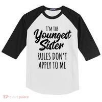 Youngest Sister Gift Rules Don't Apply To Me Funny Sibling Gift Kids Colorblock Raglan Jersey thumb 0