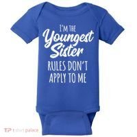 Youngest Sister Gift Rules Don't Apply To Me Funny Sibling Gift Baby Bodysuit thumb 0