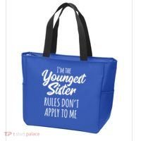 Youngest Sister Gift Rules Don't Apply To Me Funny Sibling Gift Tote Bag thumb 3
