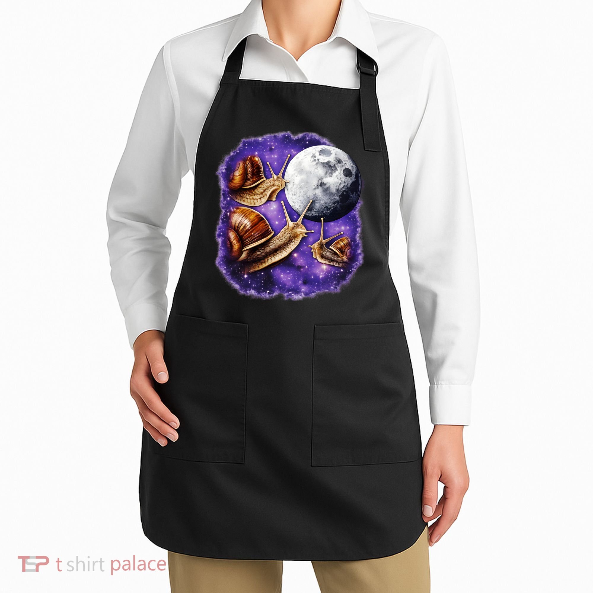 Yearning Snails In Space Moon Apron