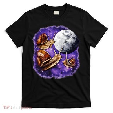 Yearning Snails In Space Moon T-Shirt