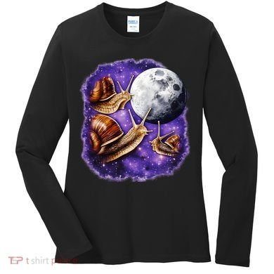 Yearning Snails In Space Moon Women's Long Sleeve Shirt