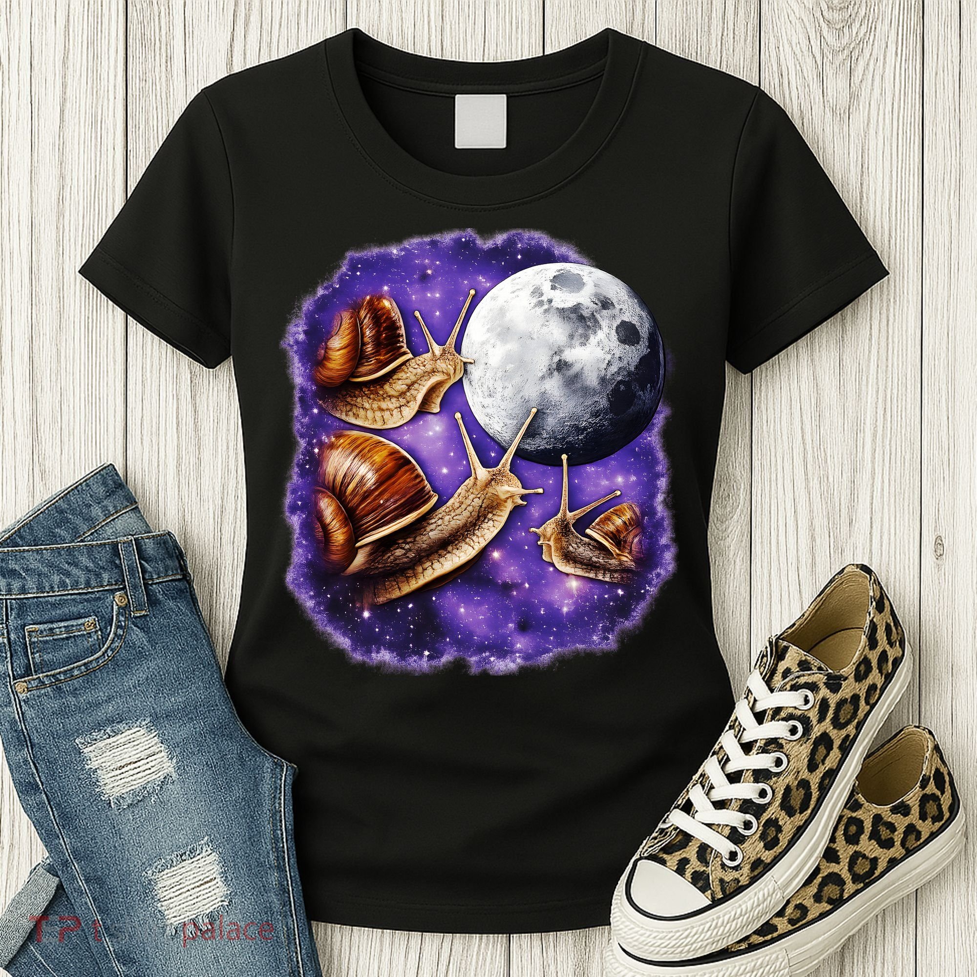 Yearning Snails In Space Moon Women's T-Shirt