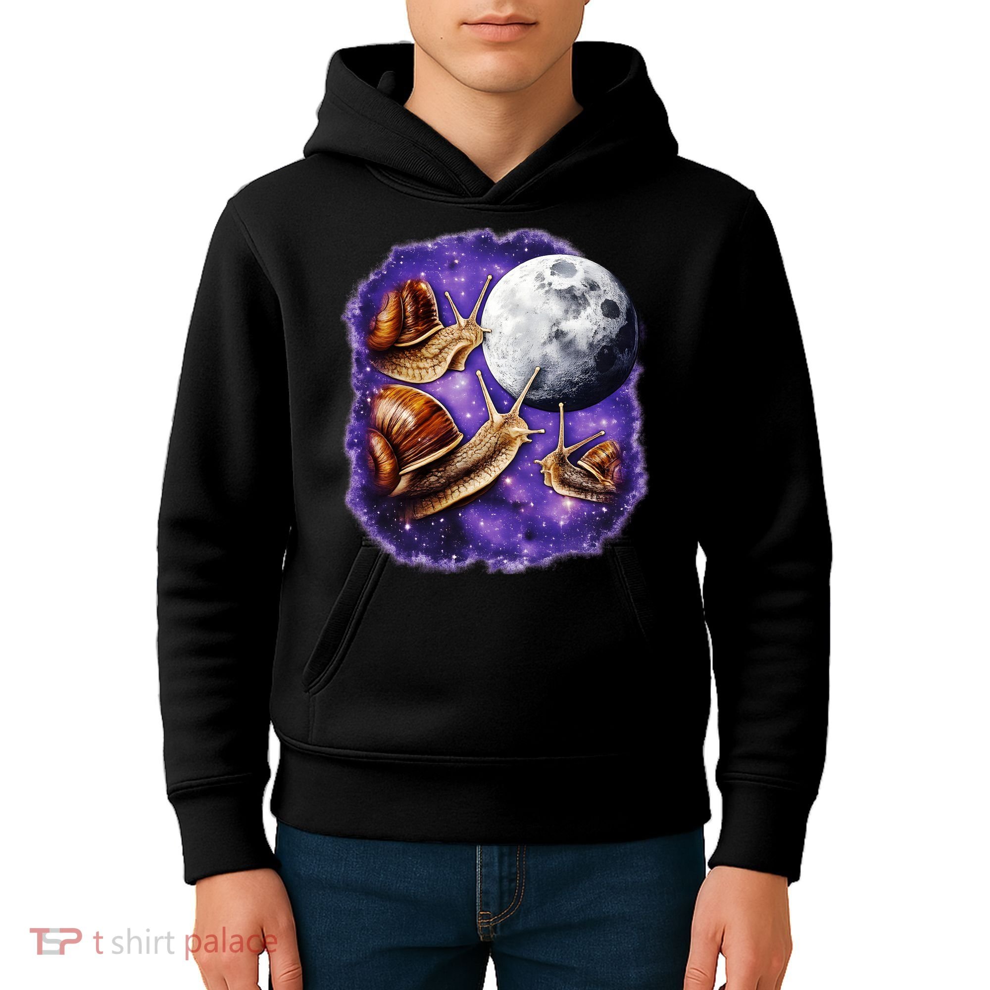 Yearning Snails In Space Moon Kids Hoodie