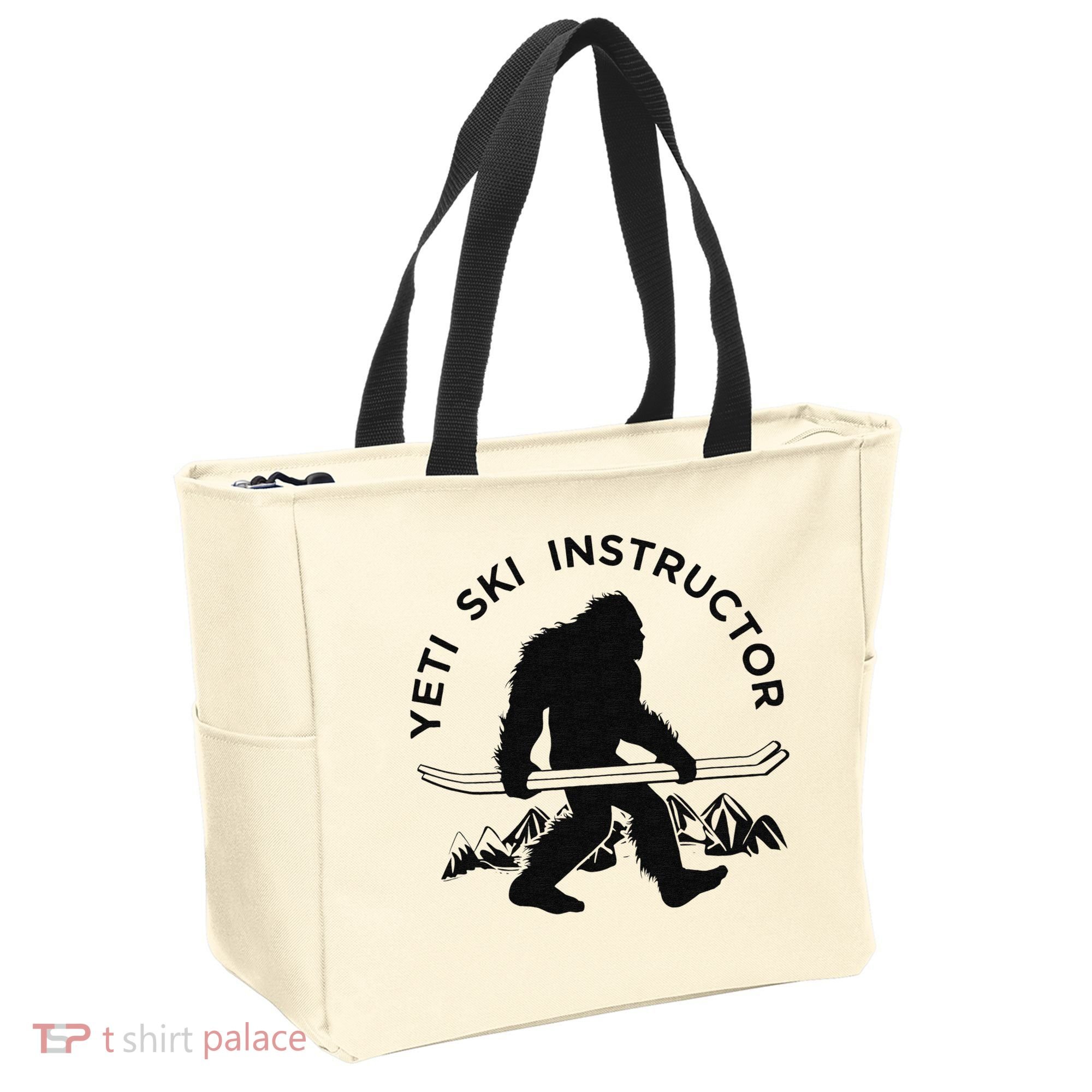 Yeti Ski Instructor Mountain Ape Snowman Skiin Tote Bag