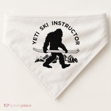 Yeti Ski Instructor Mountain Ape Snowman Skiin USA-Made Doggie Bandana