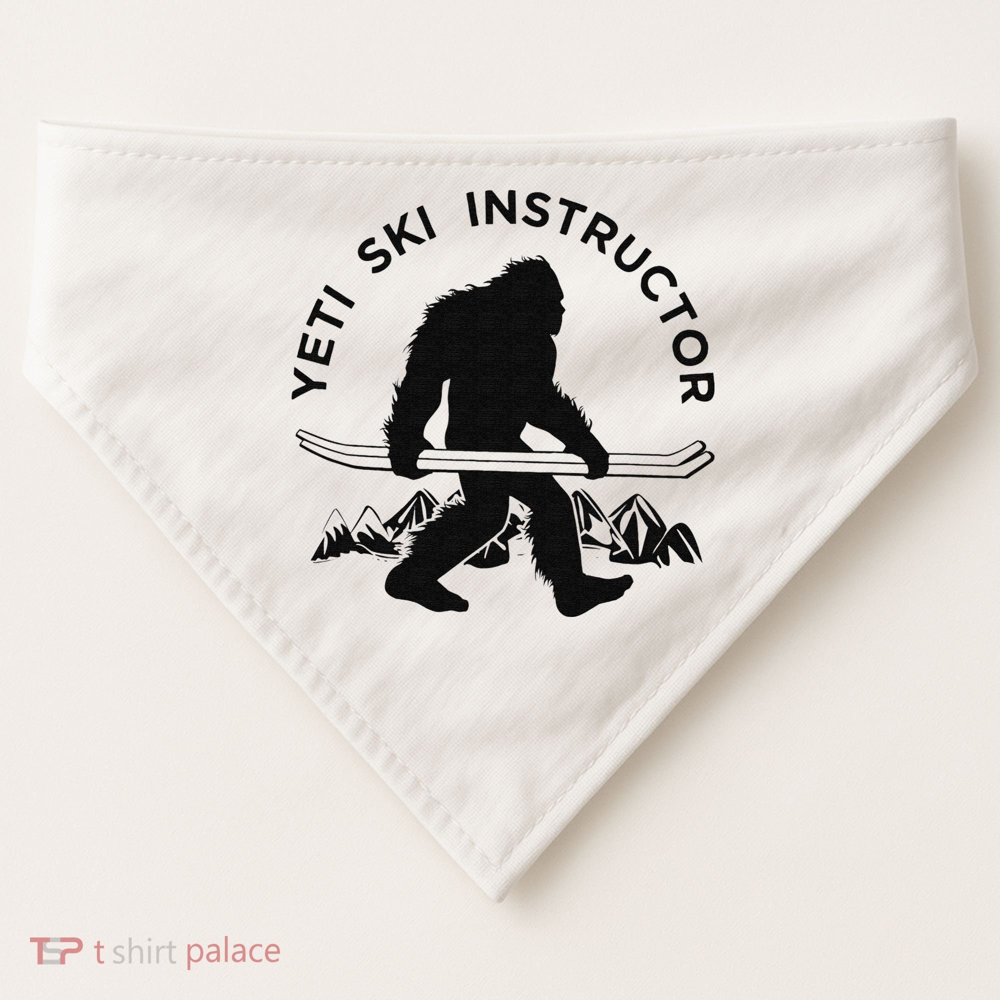 Yeti Ski Instructor Mountain Ape Snowman Skiin USA-Made Doggie Bandana
