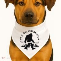 Yeti Ski Instructor Mountain Ape Snowman Skiin USA-Made Doggie Bandana thumb 1