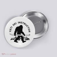 Yeti Ski Instructor Mountain Ape Snowman Skiin Button thumb 0