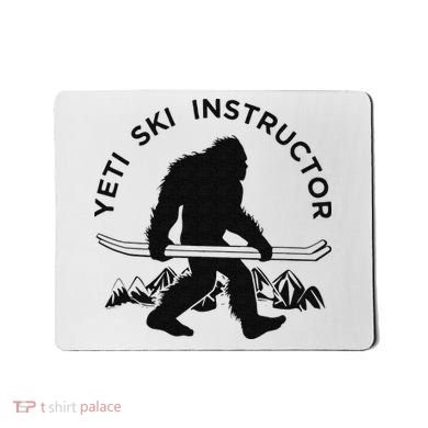 Yeti Ski Instructor Mountain Ape Snowman Skiin Mousepad