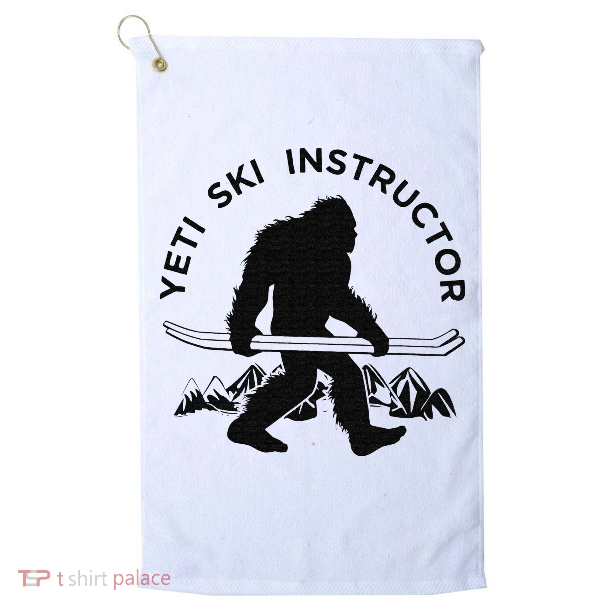Yeti Ski Instructor Mountain Ape Snowman Skiin Golf Towel
