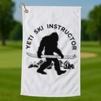 Yeti Ski Instructor Mountain Ape Snowman Skiin Golf Towel thumb 1
