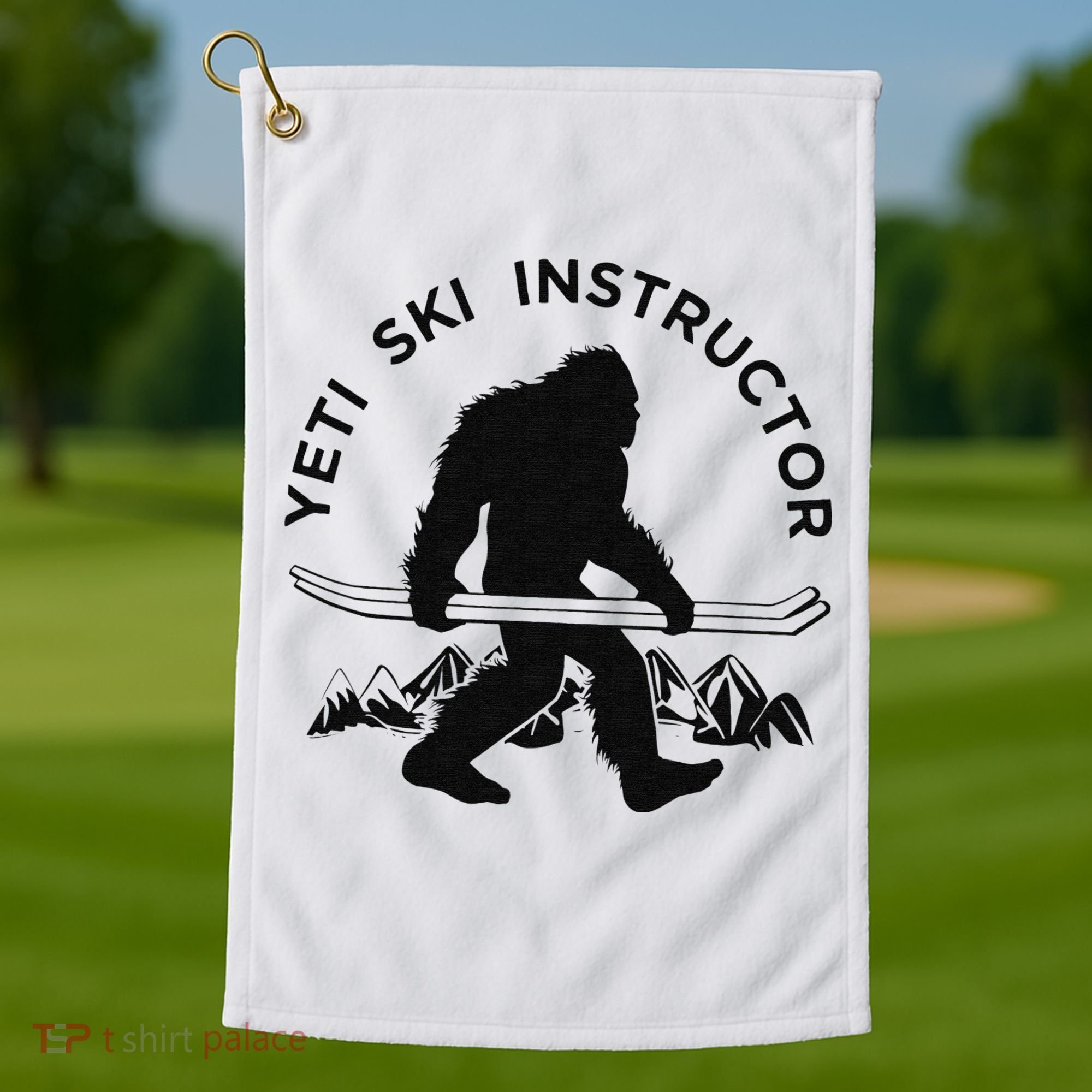 Yeti Ski Instructor Mountain Ape Snowman Skiin Golf Towel