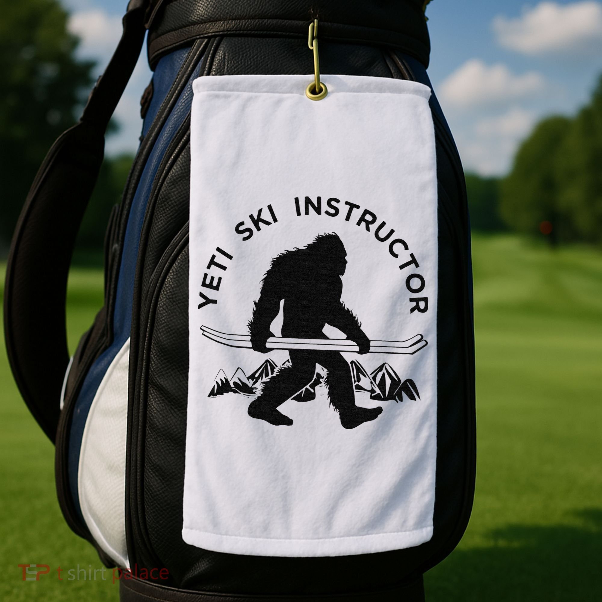Yeti Ski Instructor Mountain Ape Snowman Skiin Golf Towel