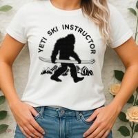 Yeti Ski Instructor Mountain Ape Snowman Skiin Women's T-Shirt thumb 2