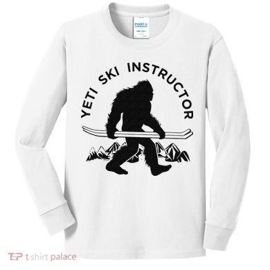 Yeti Ski Instructor Mountain Ape Snowman Skiin Kids Long Sleeve Shirt