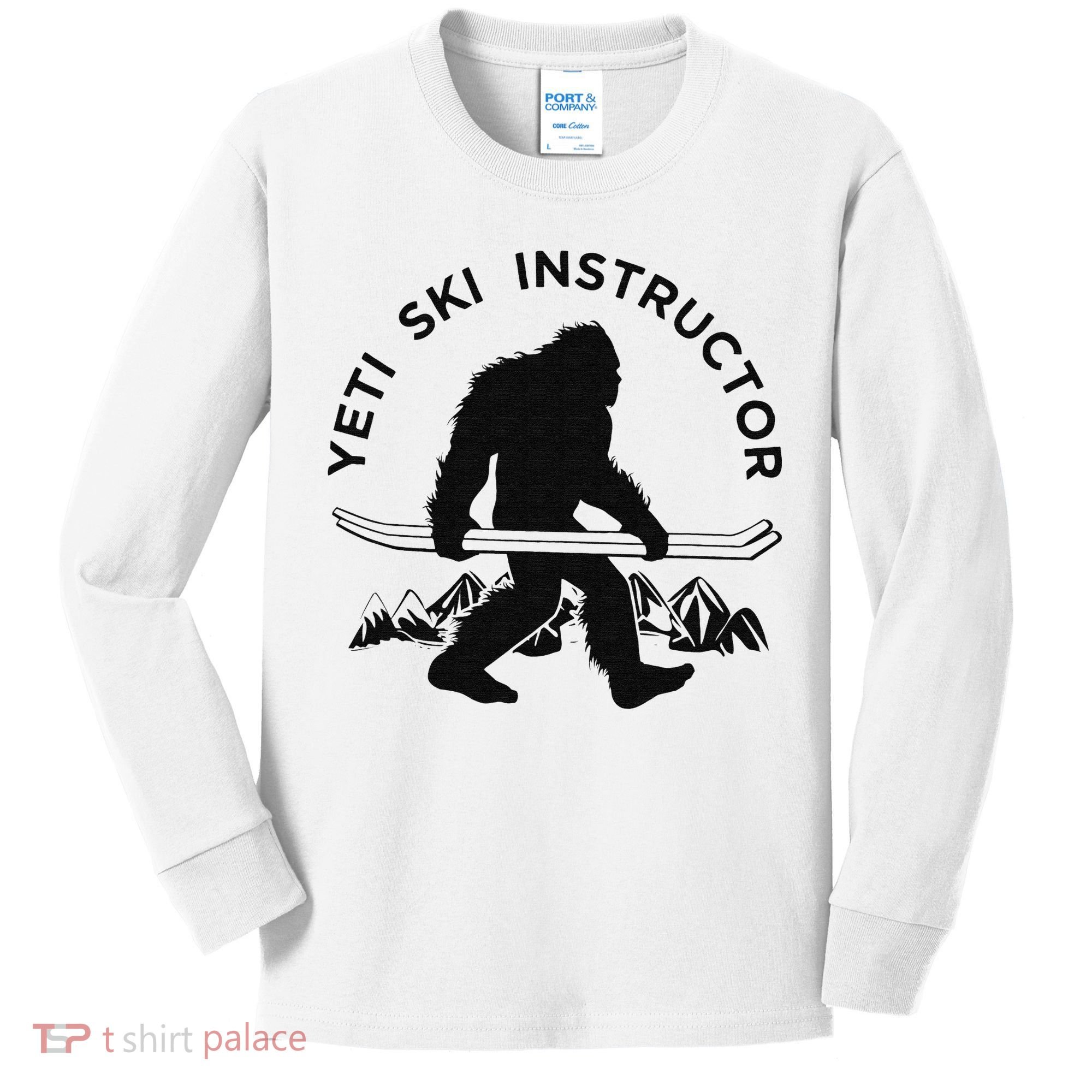 Yeti Ski Instructor Mountain Ape Snowman Skiin Kids Long Sleeve Shirt
