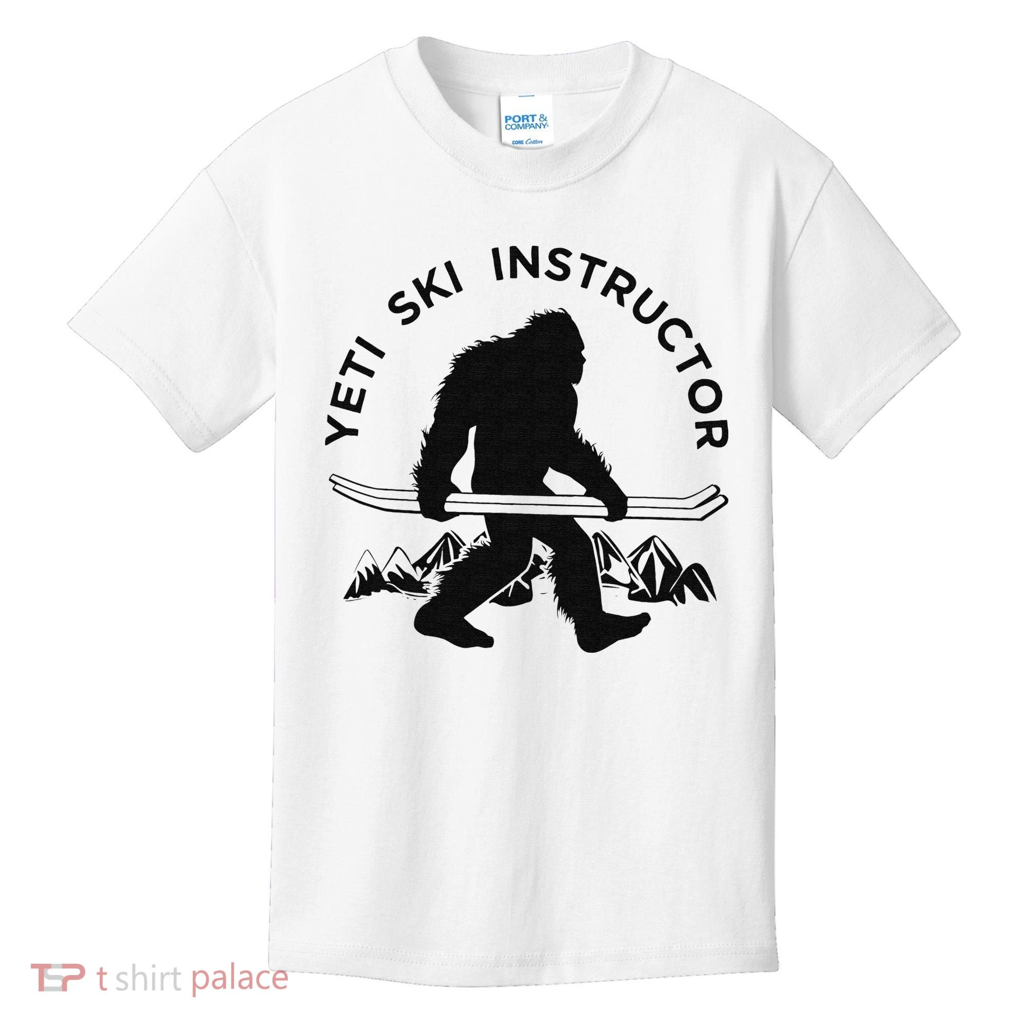Yeti Ski Instructor Mountain Ape Snowman Skiin Kids T-Shirt