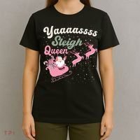 Yaaasss Sleigh Queen Sleigh Girl Matching Christmas Pajamas T-Shirt thumb 4