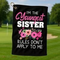 Youngest Sister Shirts Rules Dont Apply To Me Matching Golf Towel thumb 1