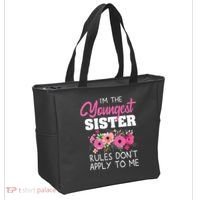 Youngest Sister Shirts Rules Dont Apply To Me Matching Tote Bag thumb 2