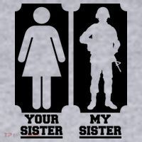 Your Sister Vs My Sister Is The The Military Women's Racerback Cropped Tank thumb 2