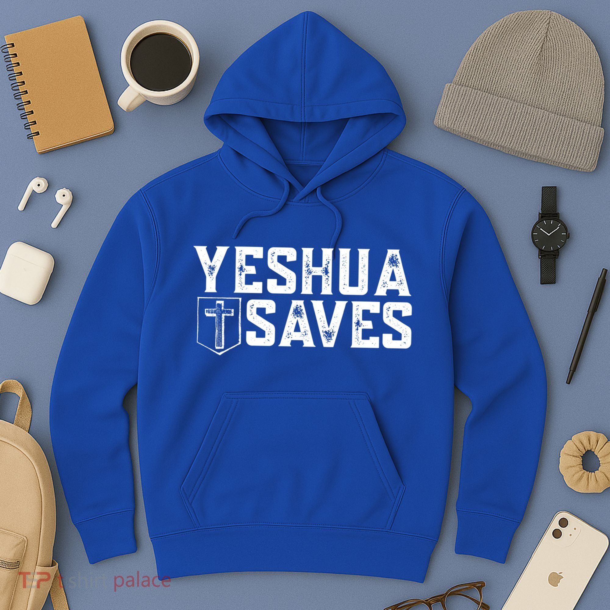 Yeshua Saves (With Cross) Meaningful Gift Hoodie