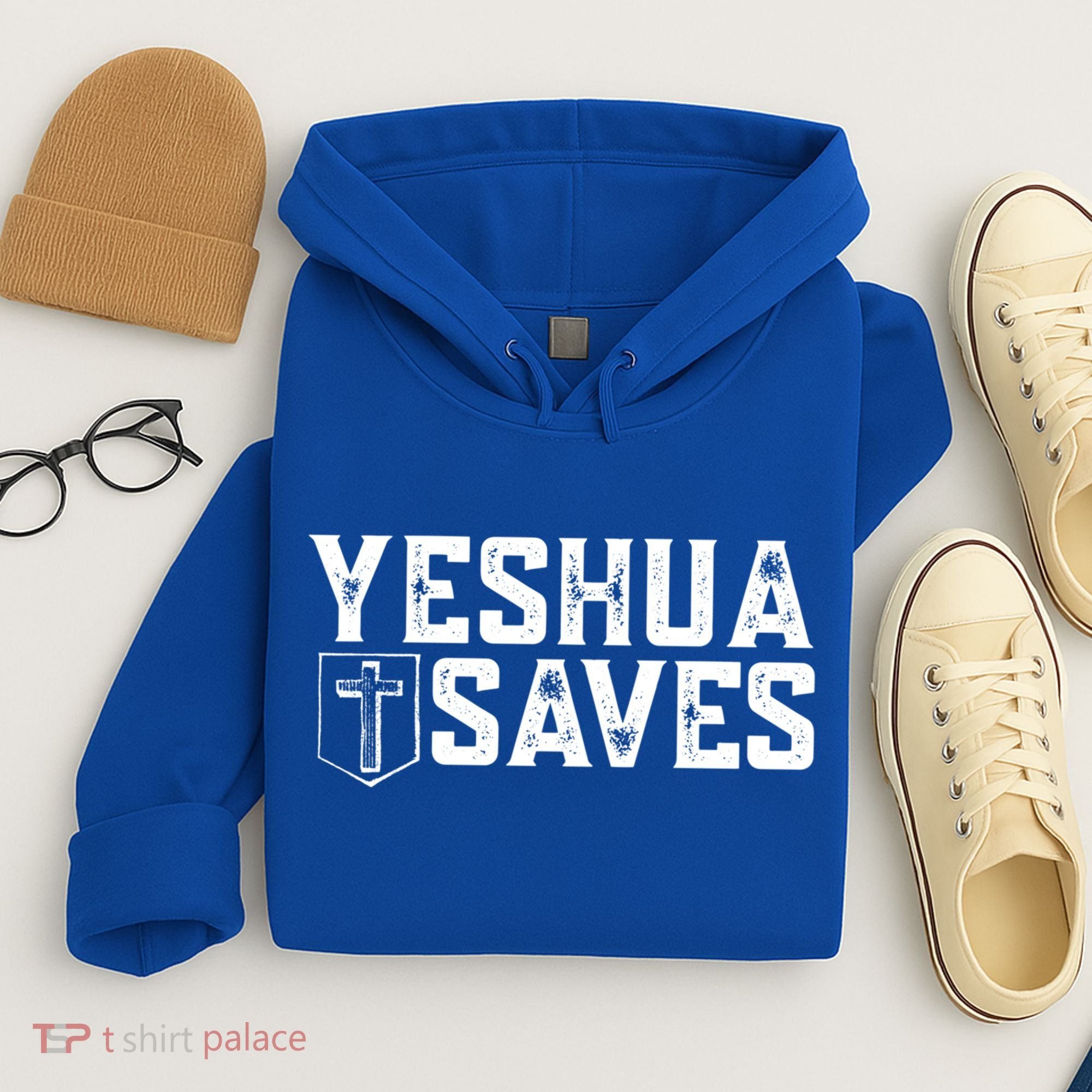 Yeshua Saves (With Cross) Meaningful Gift Hoodie