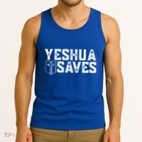 Yeshua Saves (With Cross) Meaningful Gift Tank Top thumb 3