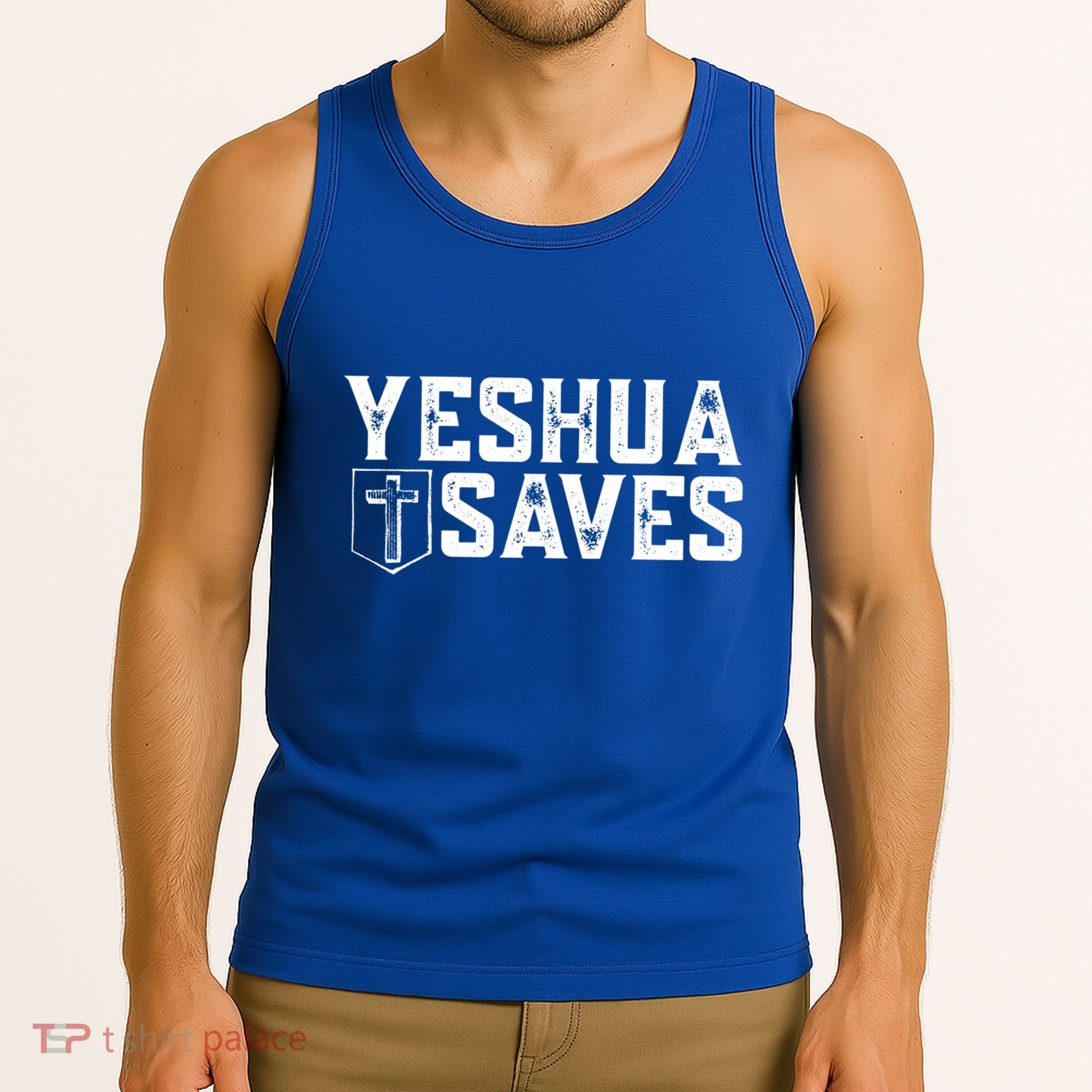 Yeshua Saves (With Cross) Meaningful Gift Tank Top