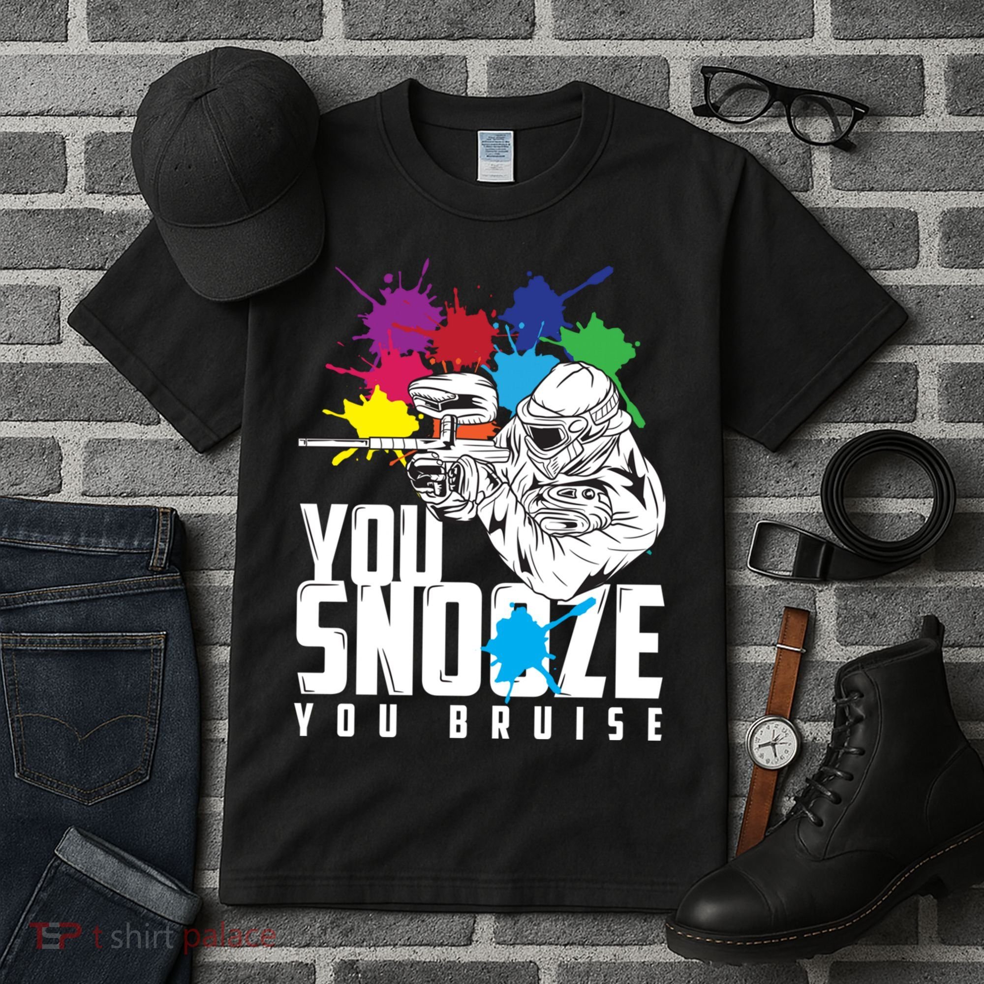 You Snooze You Bruise Funny Paintball Gift Tall T-Shirt