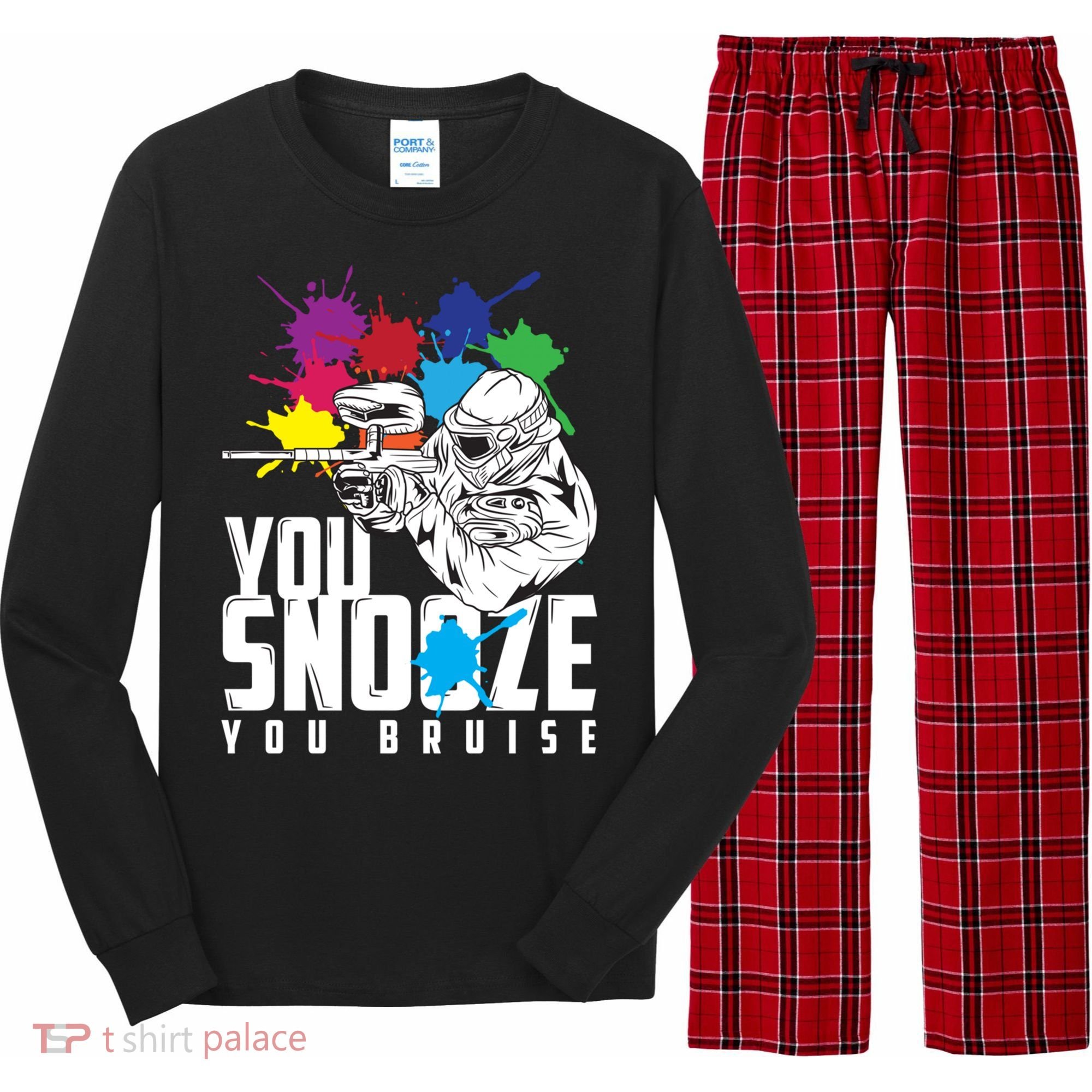 You Snooze You Bruise Funny Paintball Gift Long Sleeve Pajama Set