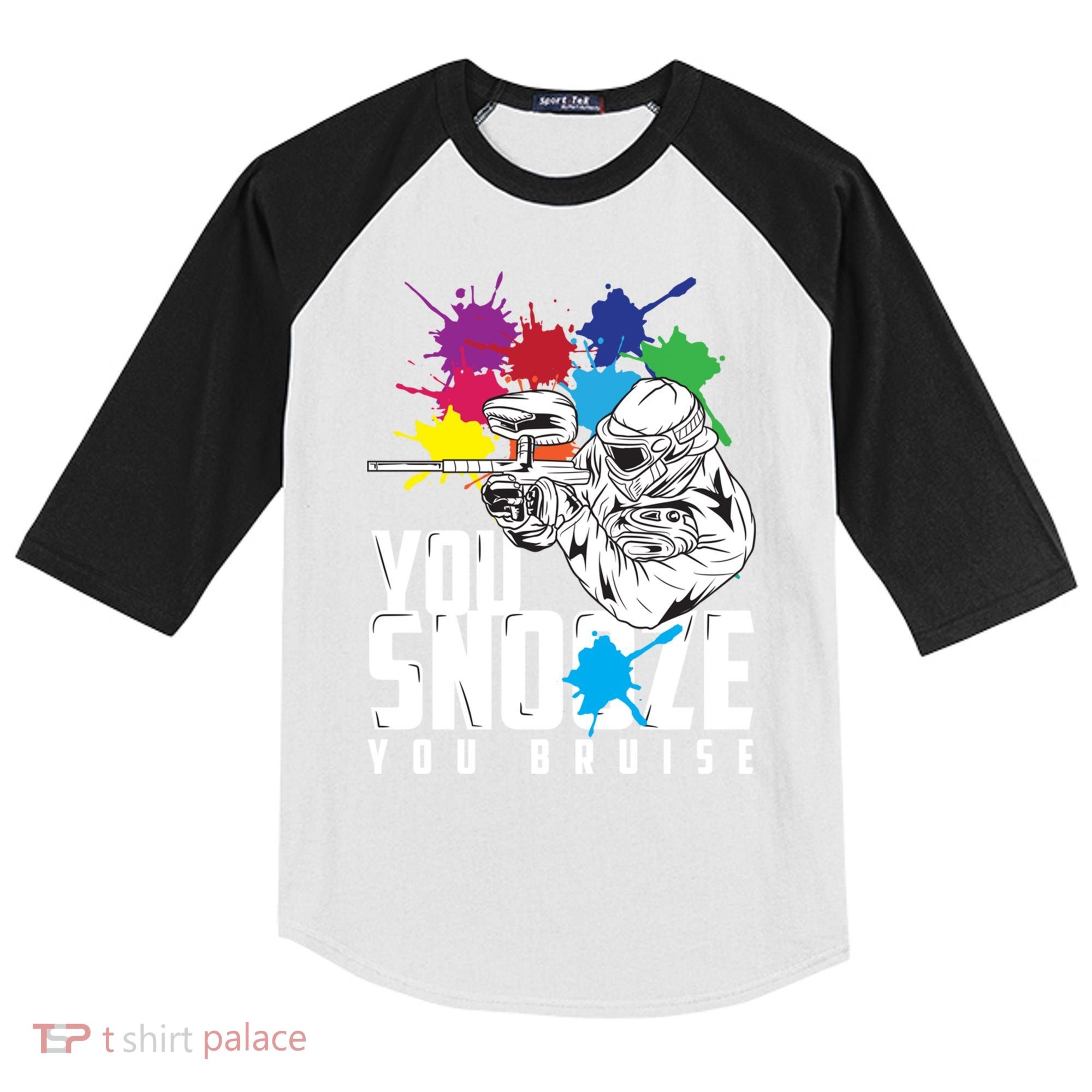 You Snooze You Bruise Funny Paintball Gift Kids Colorblock Raglan Jersey