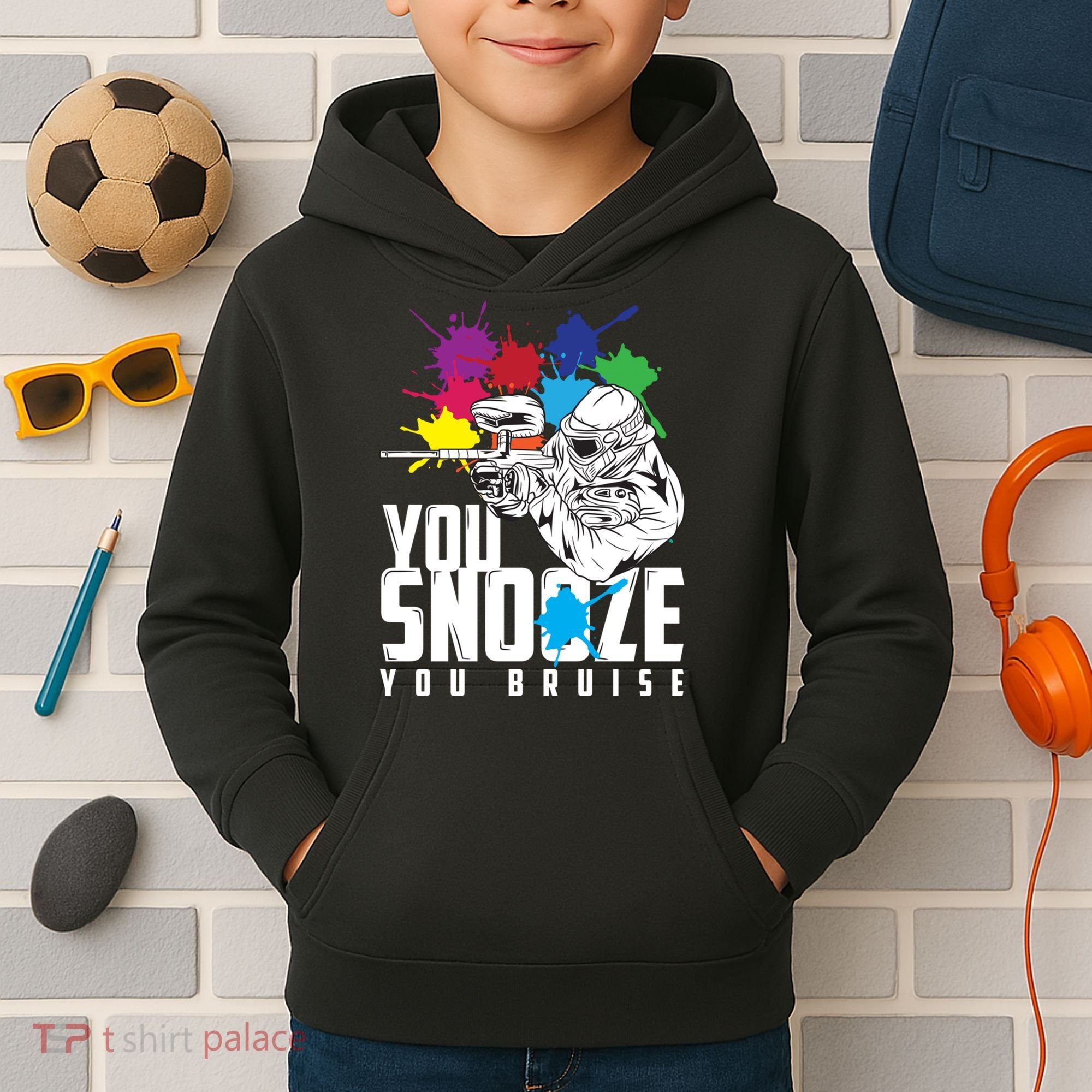 You Snooze You Bruise Funny Paintball Gift Kids Hoodie