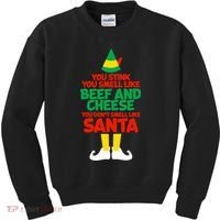 You Stink You Smell Like Beef And Cheese Elf Christmas Kids Sweatshirt thumb 0