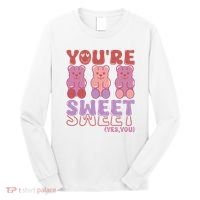 You’Re Sweet Yes You Echo Text Teddy Bear Valentine’S Day Long Sleeve Shirt thumb 0