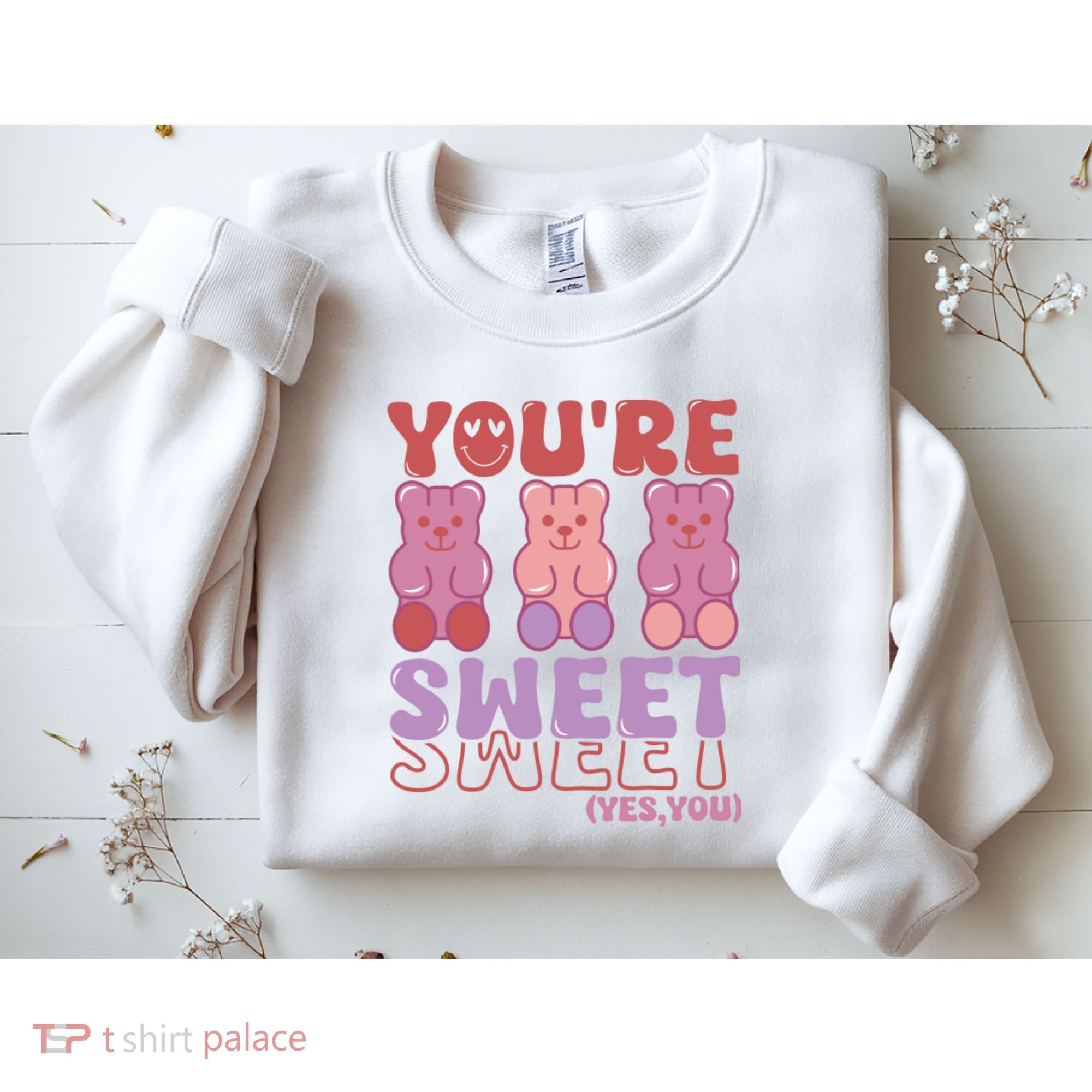 You’Re Sweet Yes You Echo Text Teddy Bear Valentine’S Day Sweatshirt
