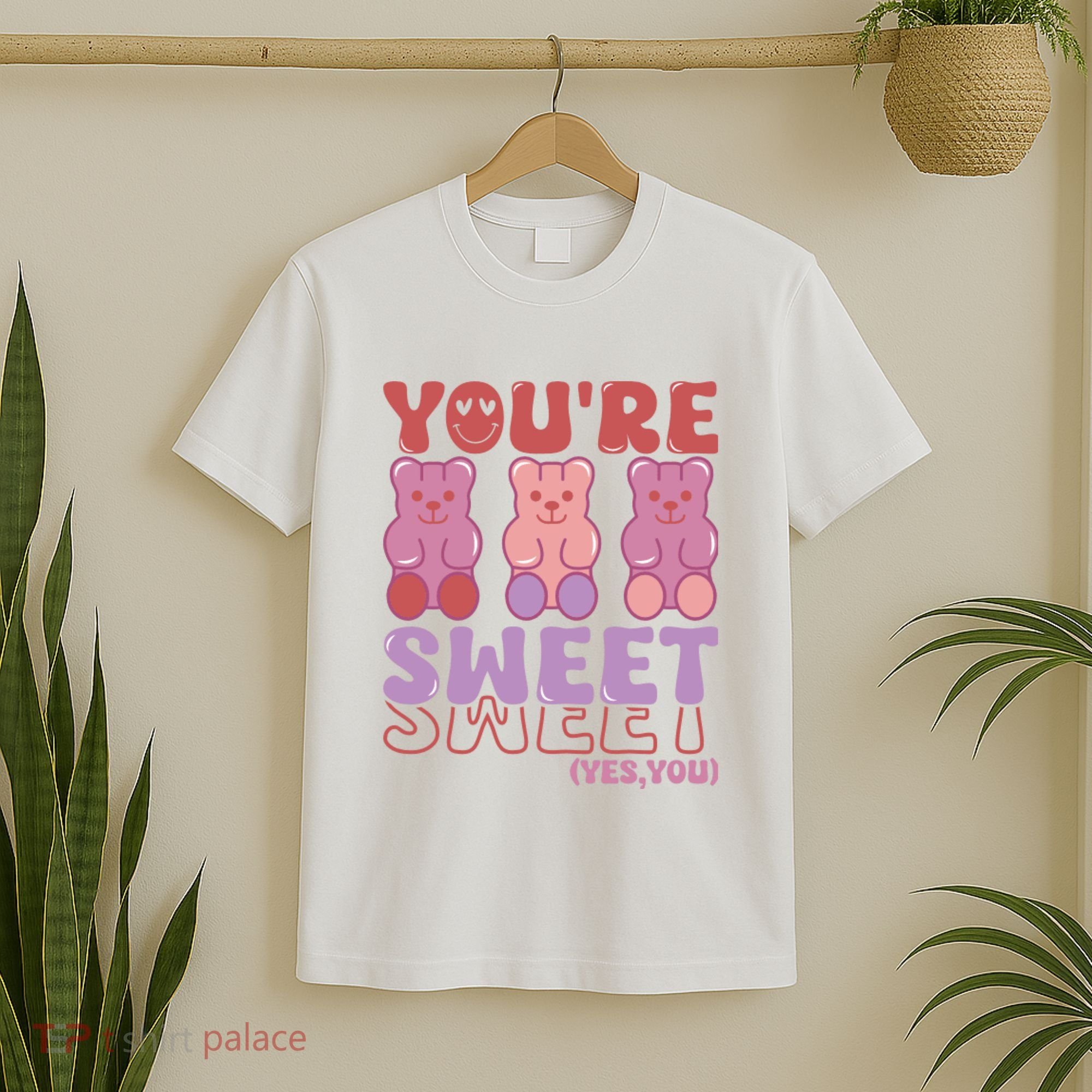 You’Re Sweet Yes You Echo Text Teddy Bear Valentine’S Day T-Shirt