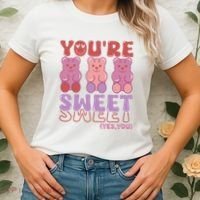 You’Re Sweet Yes You Echo Text Teddy Bear Valentine’S Day Women's T-Shirt thumb 2